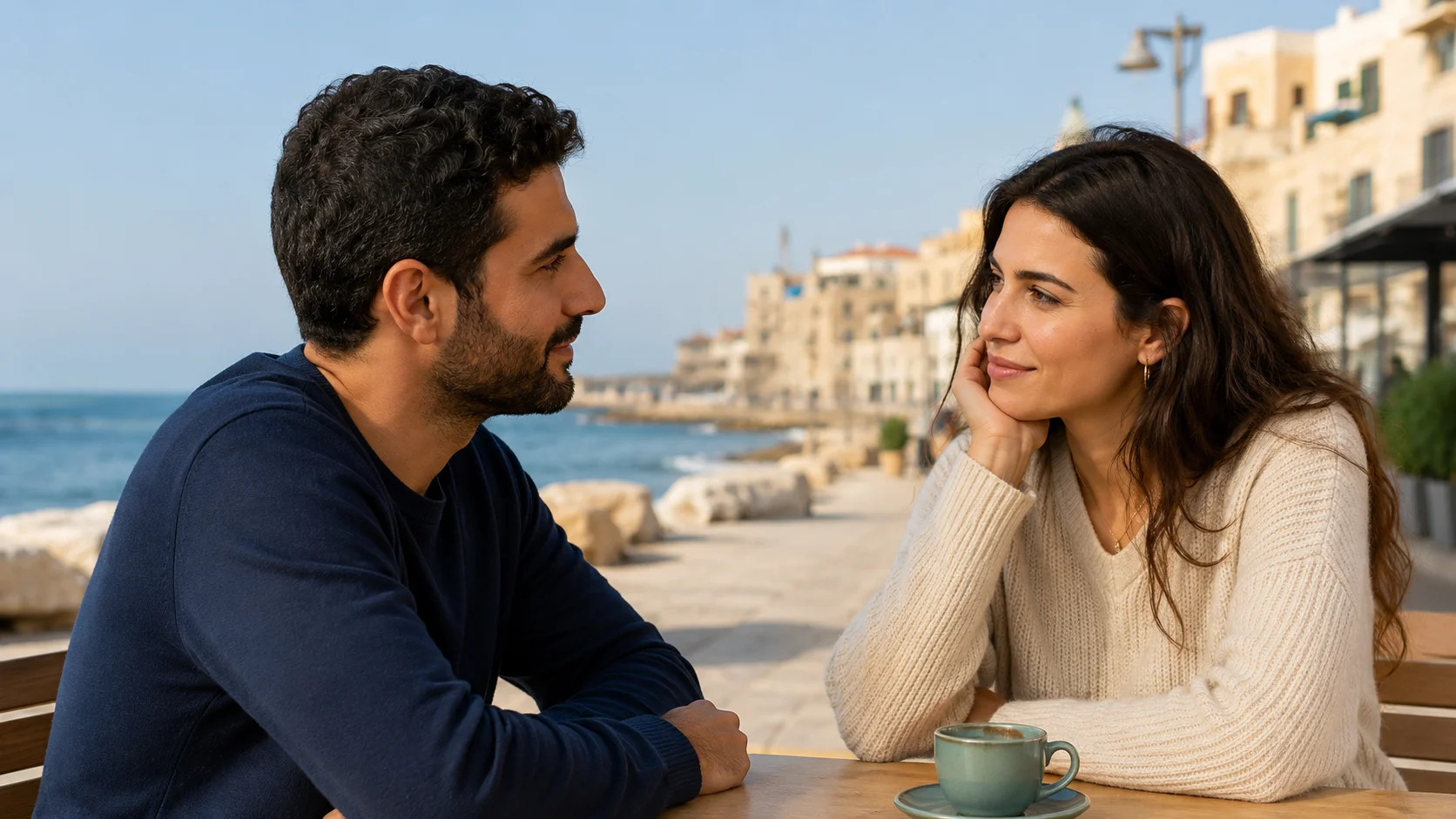 Man and woman having a calm conversation about a serious relationship
