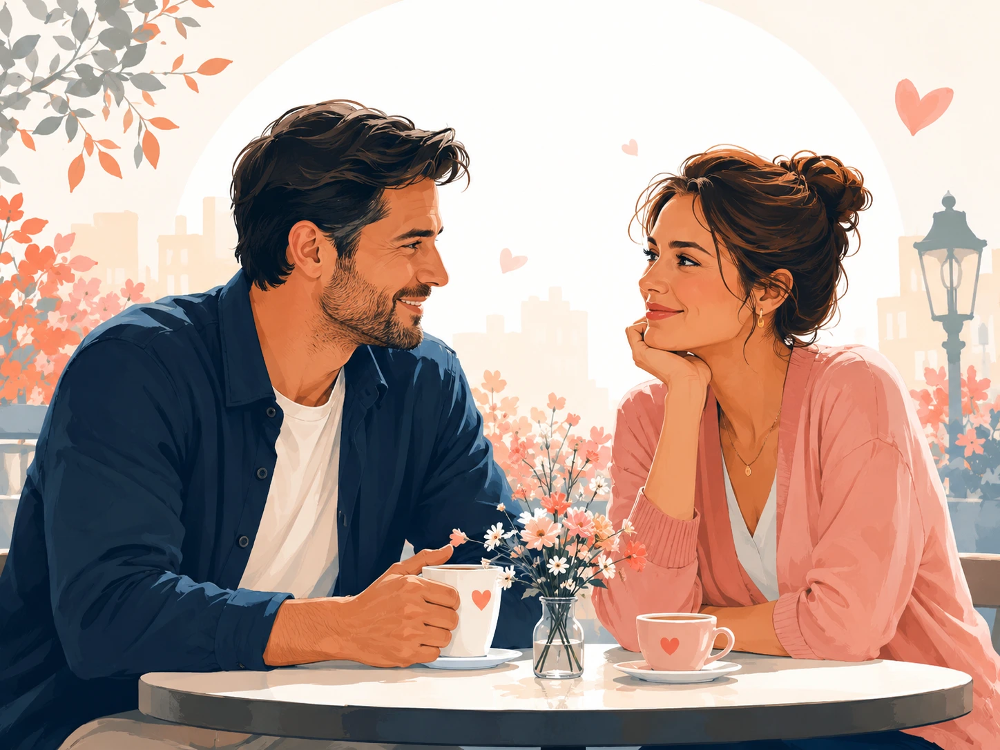 Couple talking comfortably on a first date